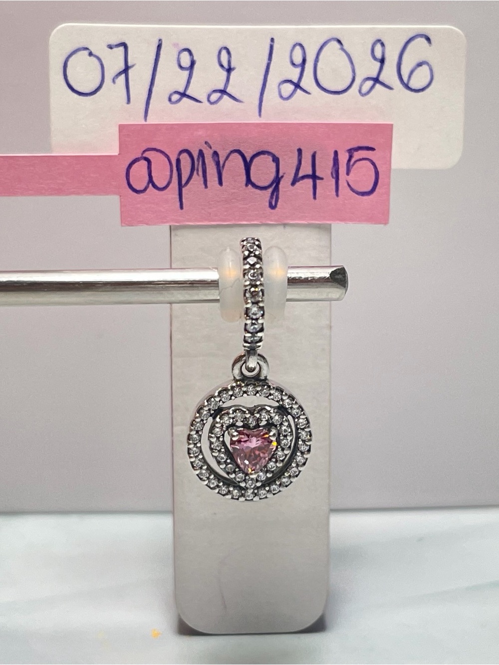 Pandora Sparkling Double Halo Heart Dangle